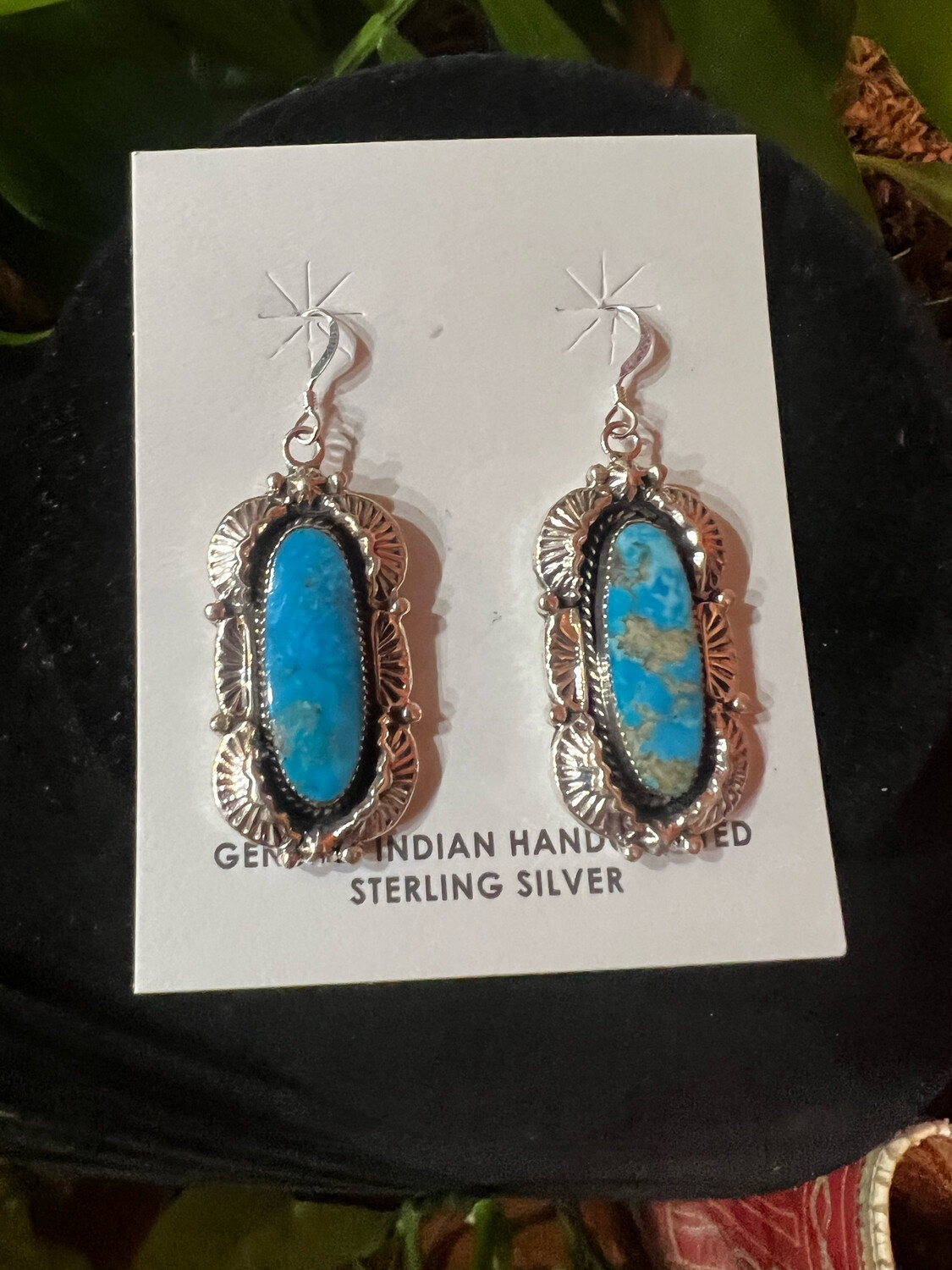 Kingman Turquoise /Sterling Silver Earrings Fancy