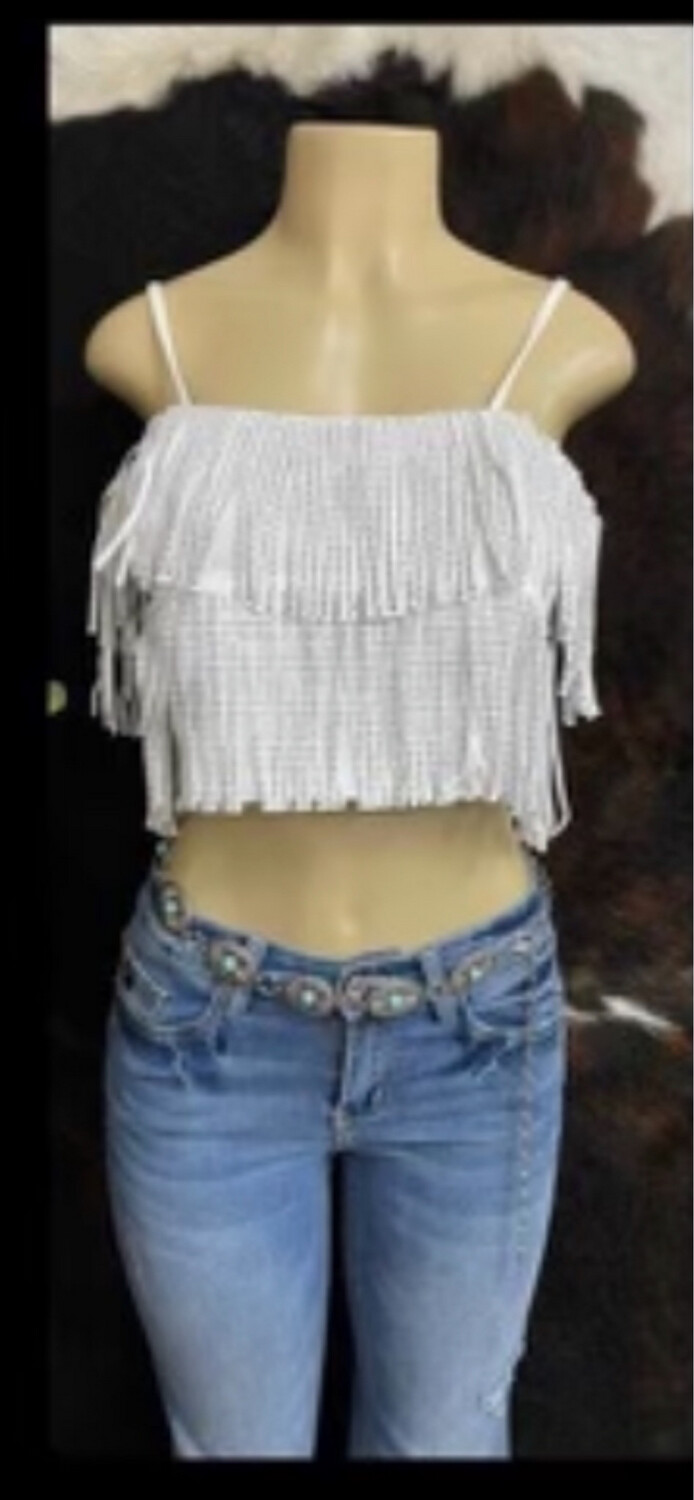  Crop Top White With Sparkles