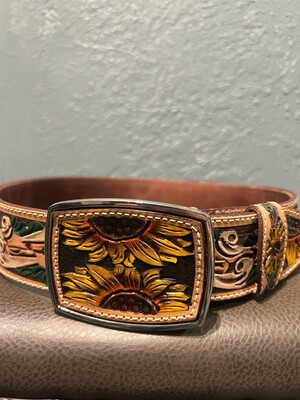 Sunflower Leather Belt - With Buckle