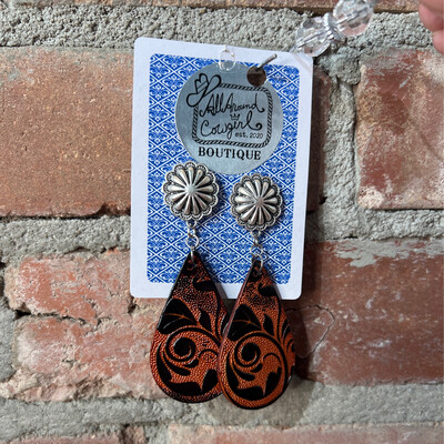 AAC - Post Style Leather Tooled Western Earrings