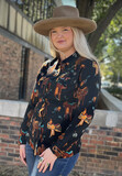 Wrangler Saddles &amp; Spurs Western Pearl Snap Blouse