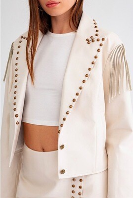 I'm With The Band - Faux Leather Cropped Jacket