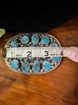 Kingman Turquoise Sterling Silver Belt Buckle