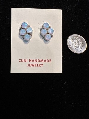 Zuni Handmade Sterling Silver Opal Earrings
