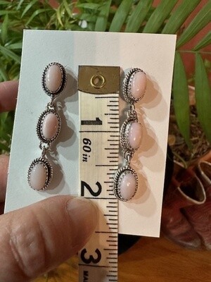 Sterling Silver with Pink Opal Earrings