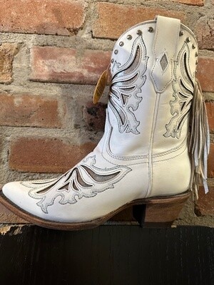 Fringes & Studs White Boots
