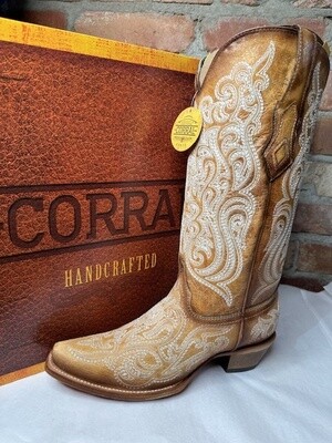 Women's Corral Boots - Straw Blue Embroidery