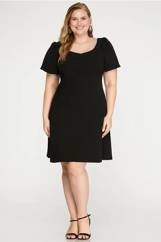 Plus Size Puff Sleeve Dress