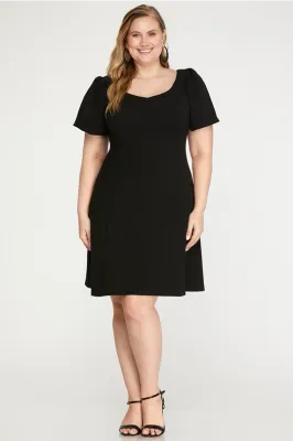 Plus Size Puff Sleeve Dress