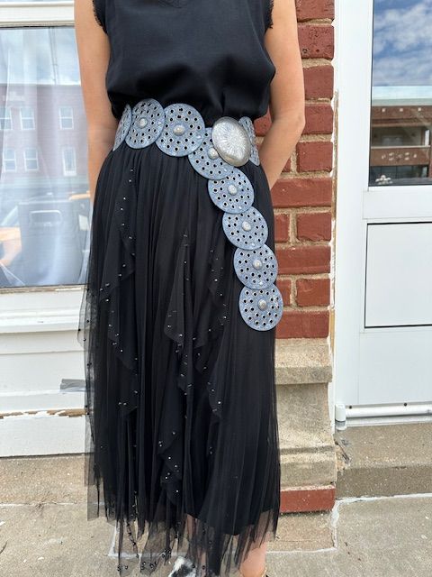 Medallion Concho Belt - Blue Denim Color