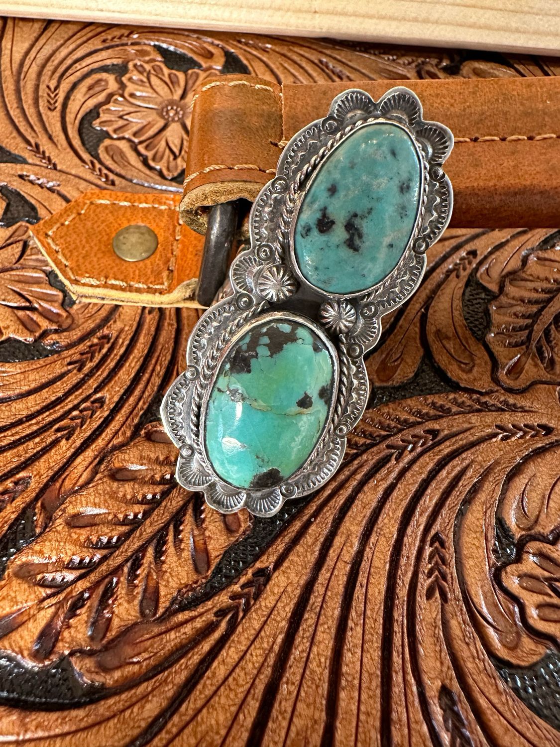 Ring - Sterling Silver &amp; Kingman Turquoise Size 12