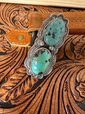 Ring - Sterling Silver &amp; Kingman Turquoise Size 12