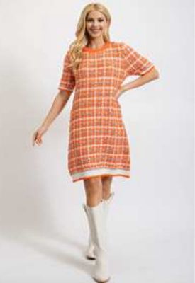 Tweed Orange Sweater Dress