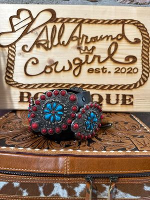 AAC-Leather Belt with Conchos