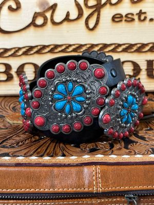 AAC-Leather Belt with Conchos