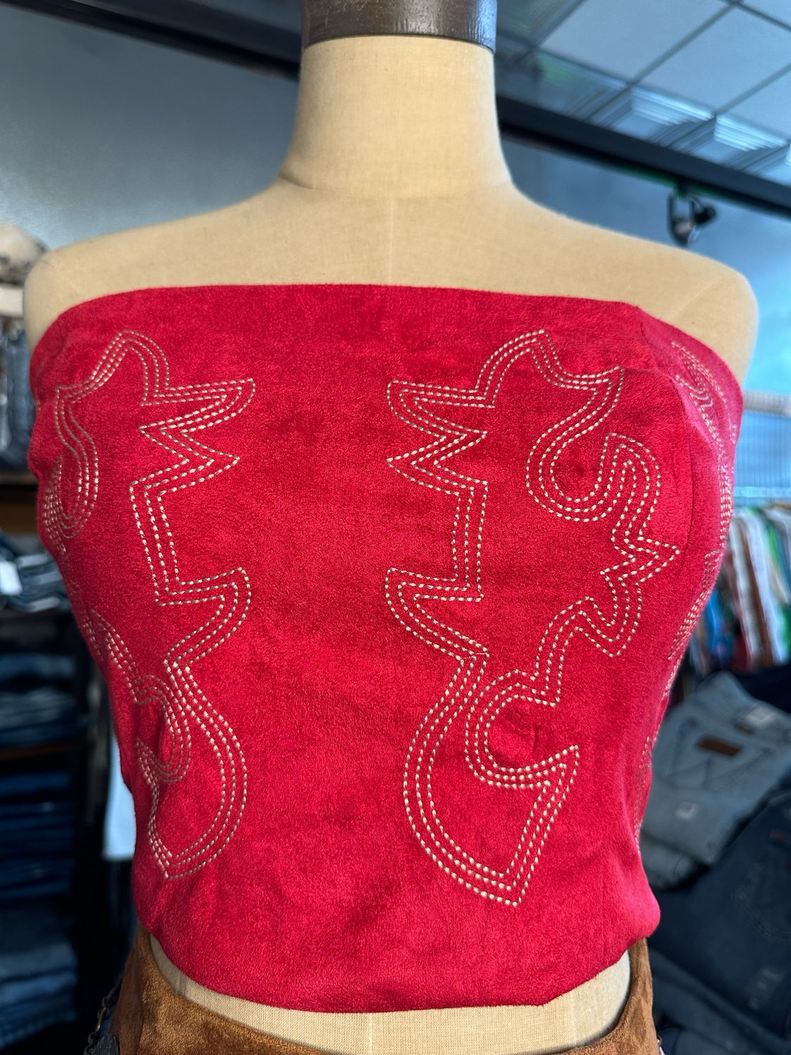 Boot Stitch Tube Top - Red
