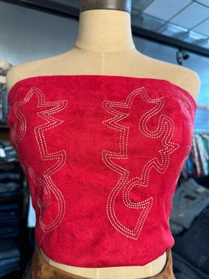 Boot Stitch Tube Top - Red