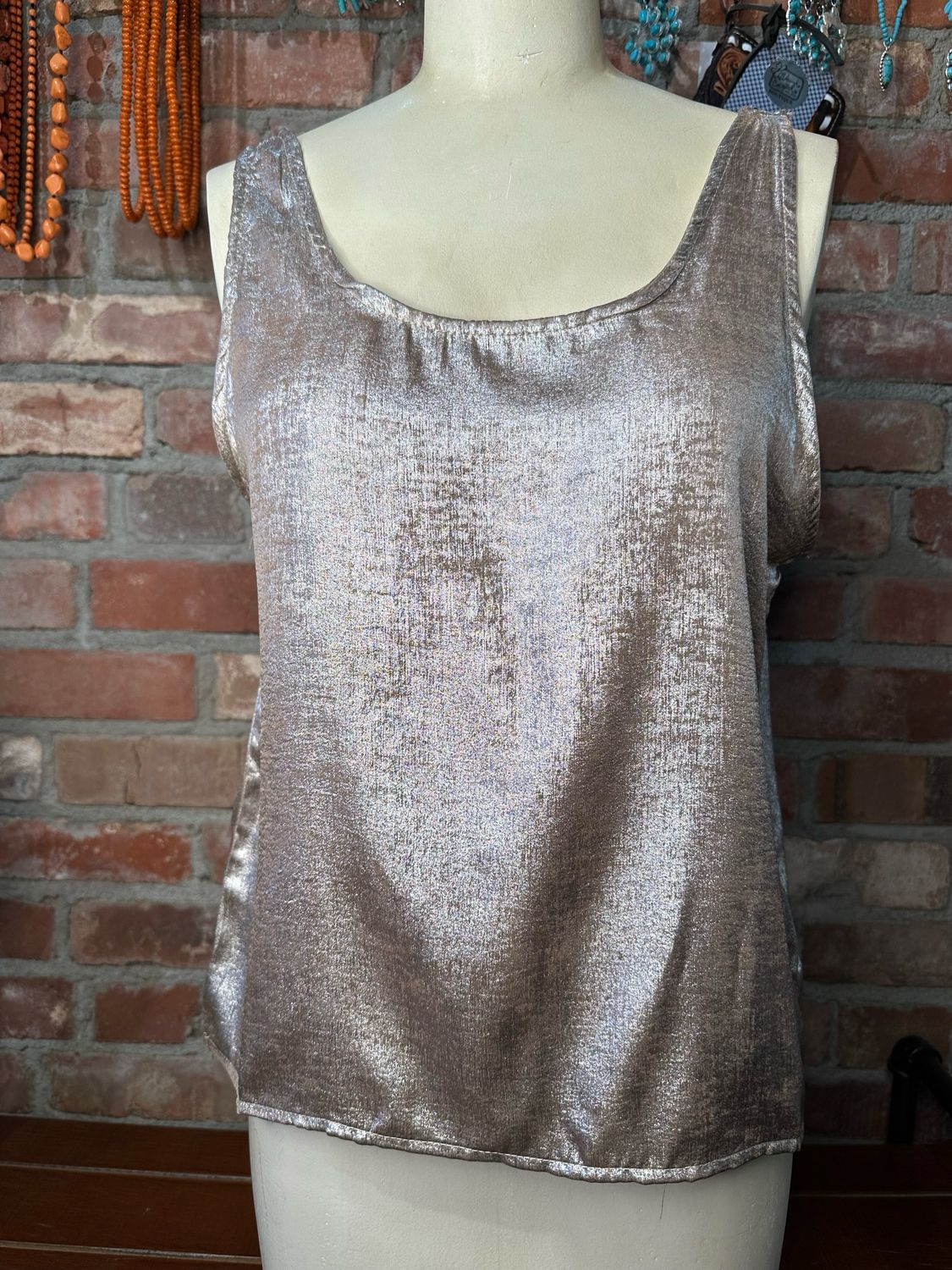 Shimmer in Champagne - Sleeveless Blouse