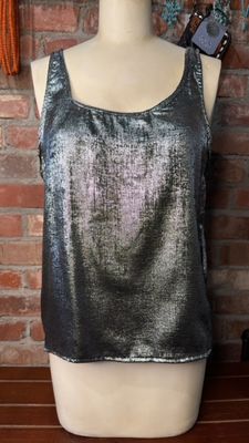 Shimmer In Silver - Sleeveless Blouse (style Agt24