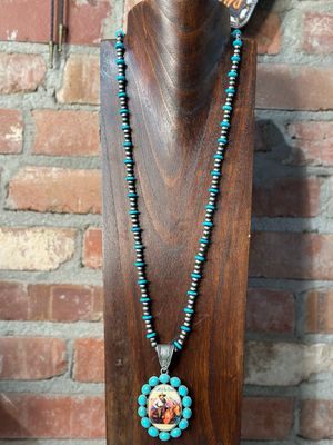 34&quot; Necklace  With 3.5&quot; x 2&quot; Pendant 