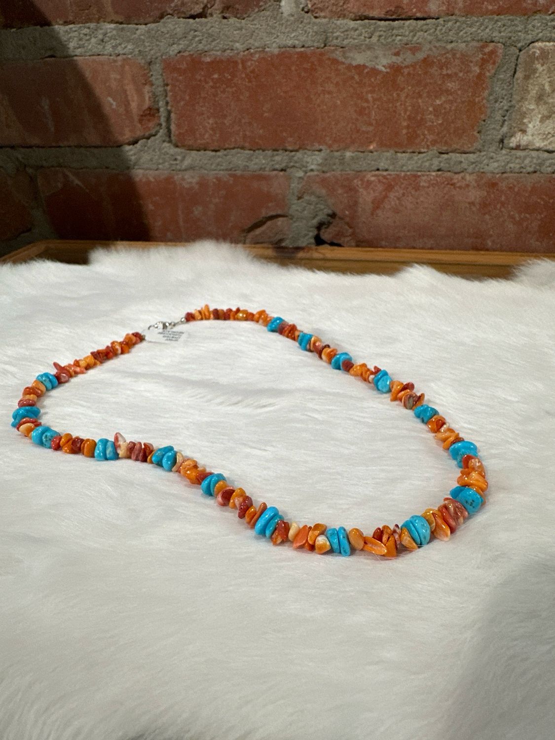 17&quot;Spiny Oyster &amp; Turquoise Necklace 