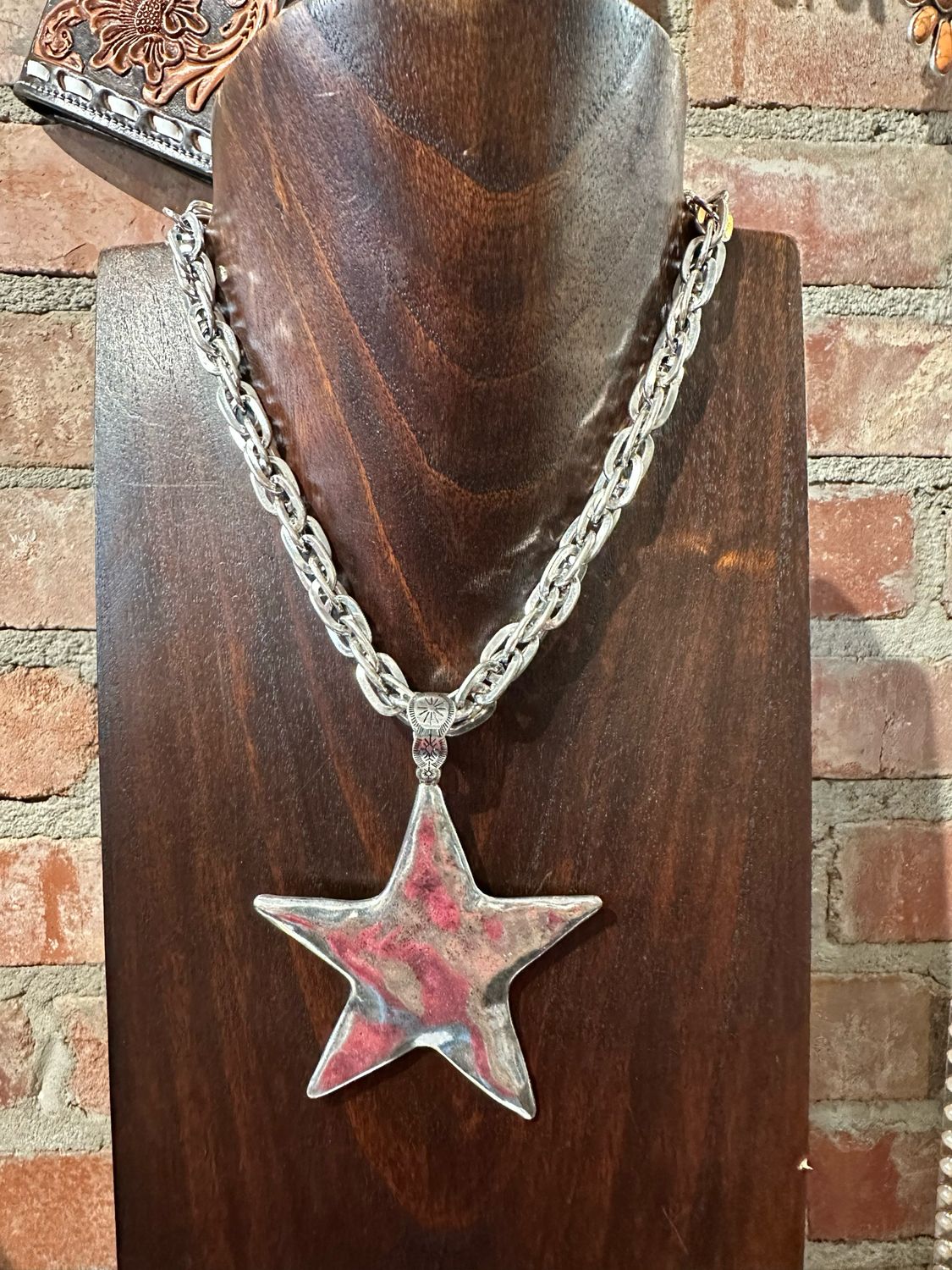 Silver Color Star Pendant on 17&quot; Necklace