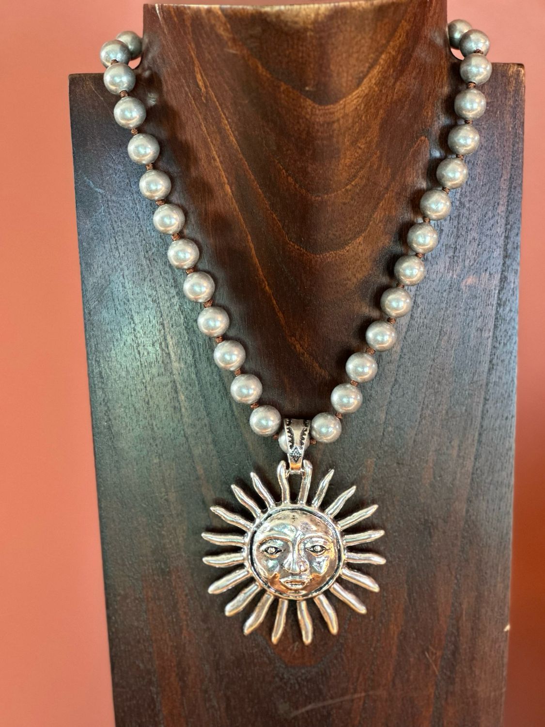 Sun Face Pendant on 18&quot; Necklace