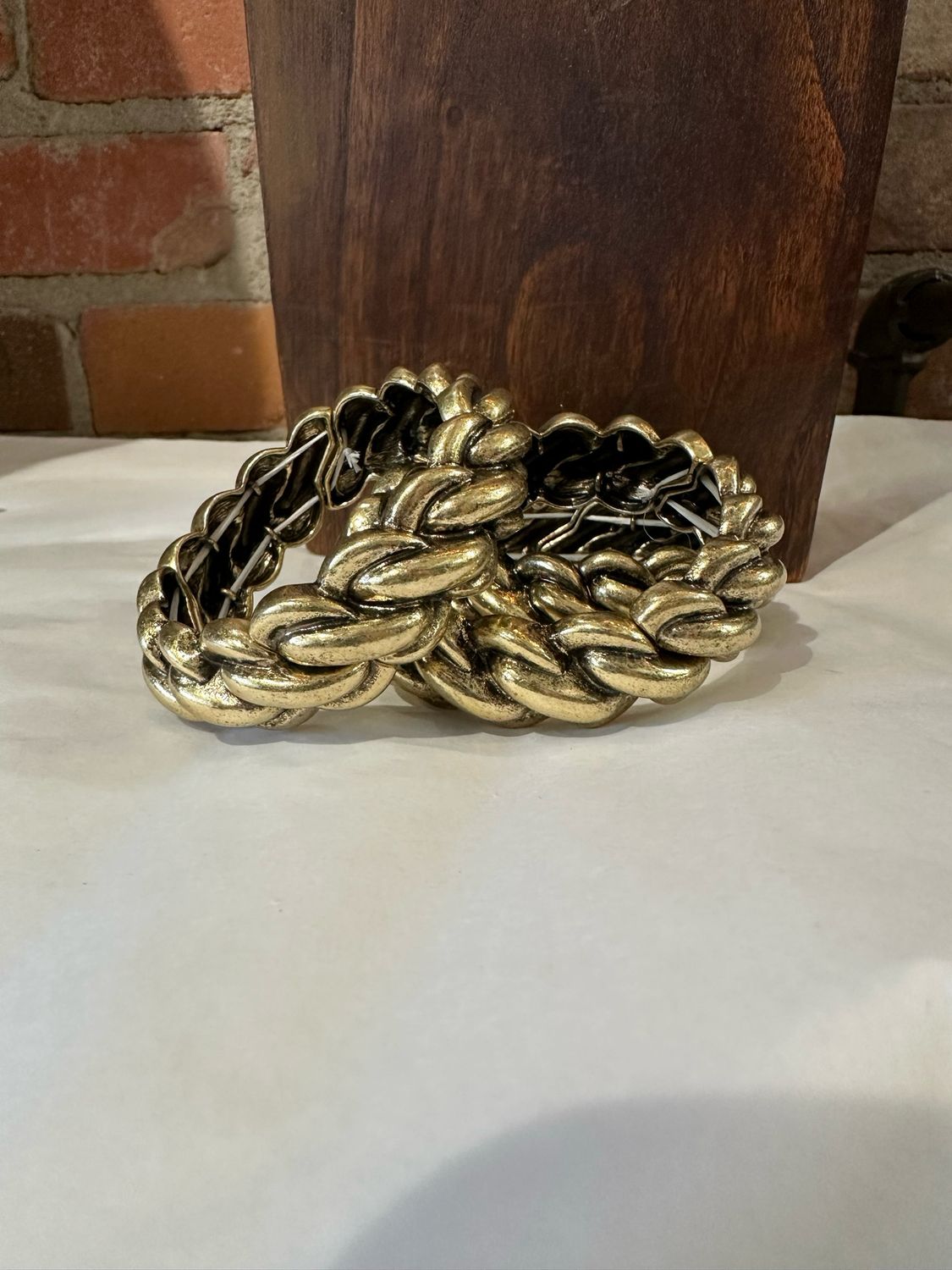 Stretch Braid Bracelet - Gold Tone 3/4&quot;