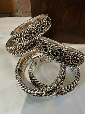 Western Scroll Stretch Bracelet - 2 Tone