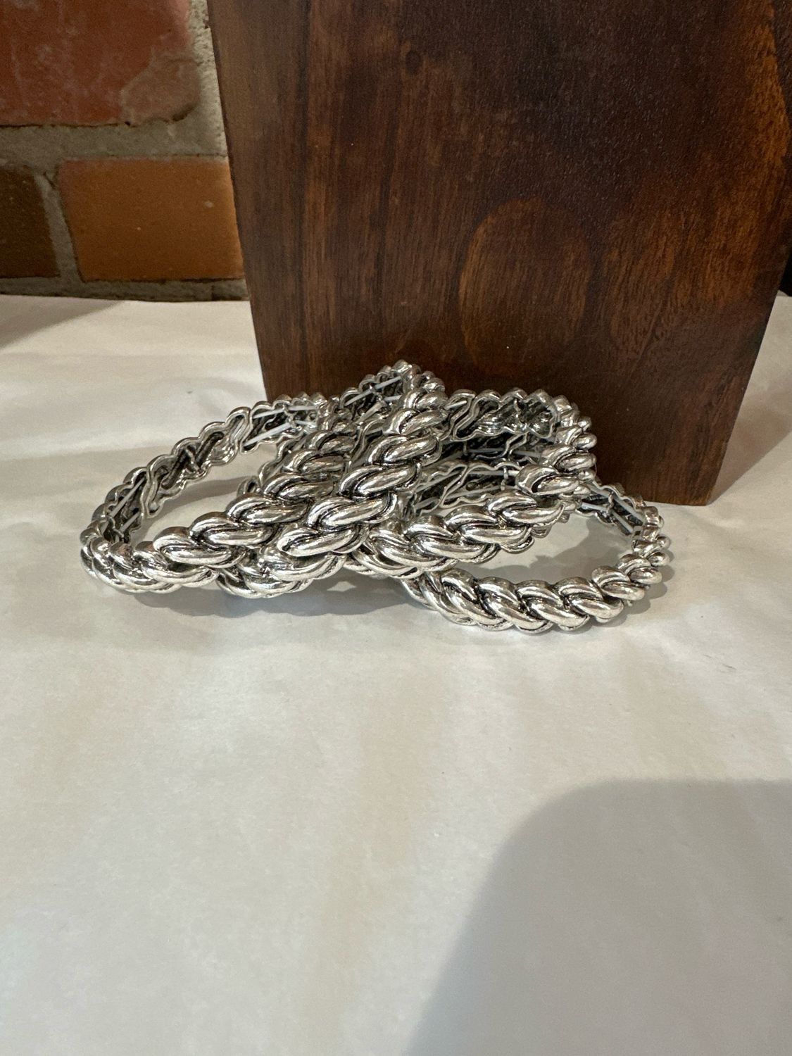 Stretch Braid Bracelet - 1/2&quot; Silver Tone