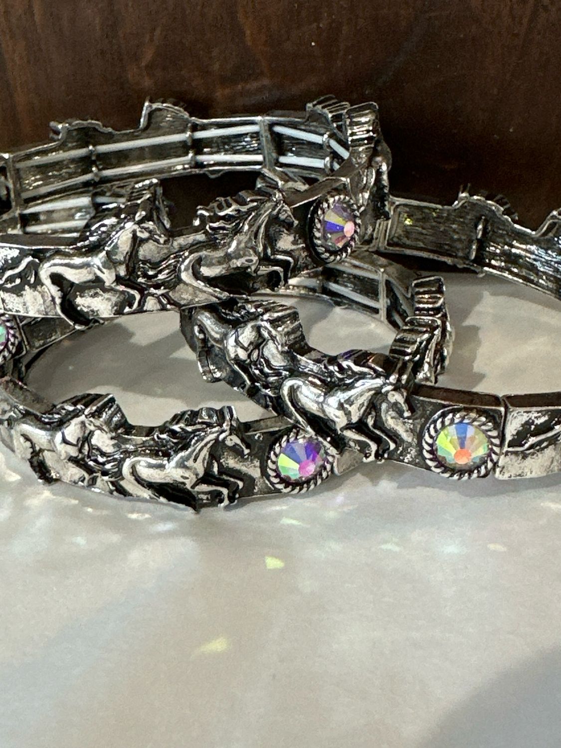 Stretch Bracelet - Horses AB Crystal 
