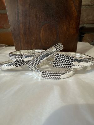 Stretch Bracelet Mini Bubble w Hammered Silver