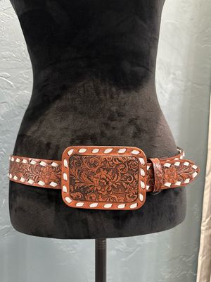 Buckstitch Brown Belt - Urban Cowgirl/Western 