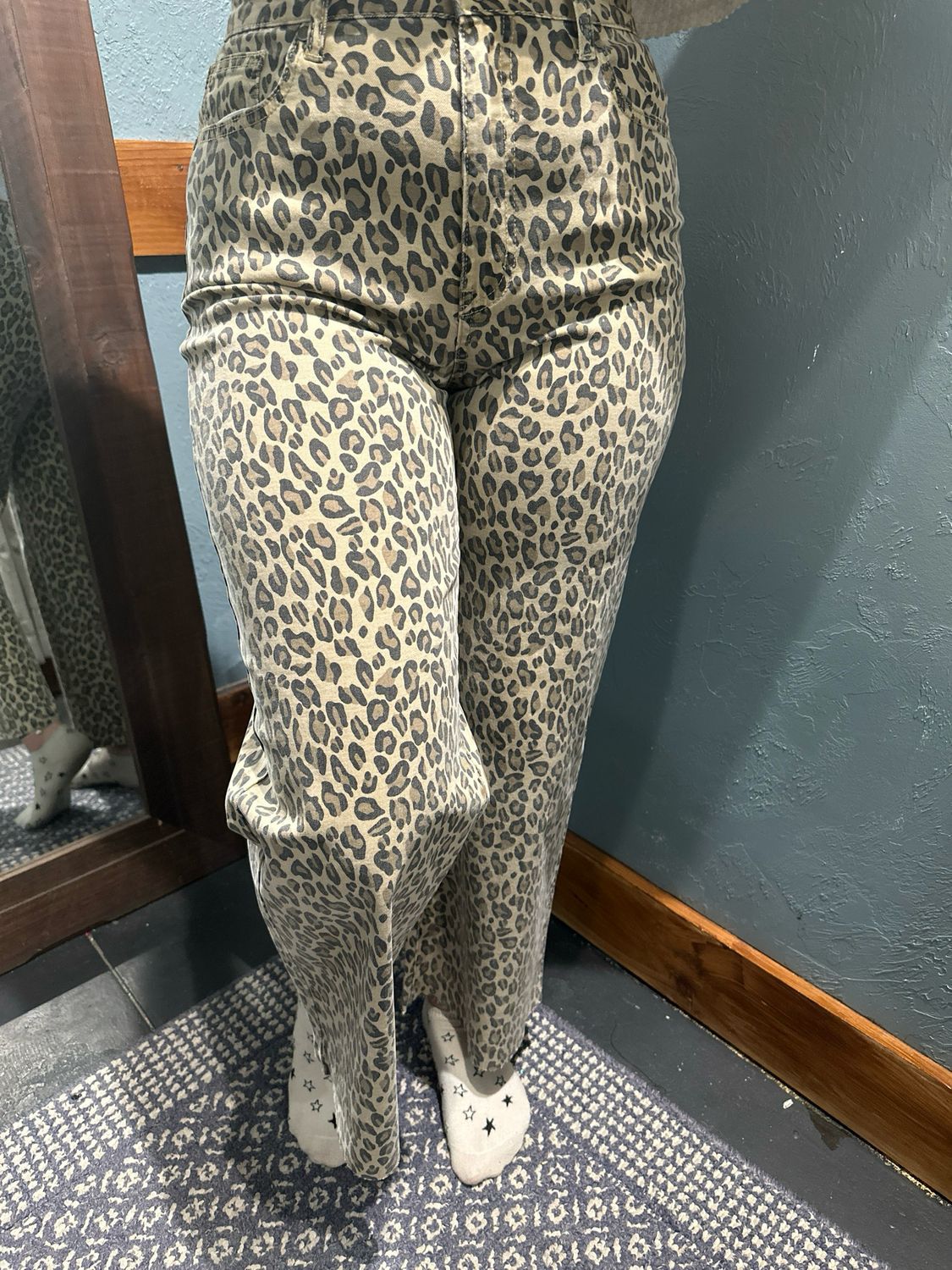 Animal Print Twill 5-Pocket Pants