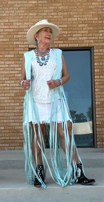 Mint - Vegas Bound Long Fringe Vest