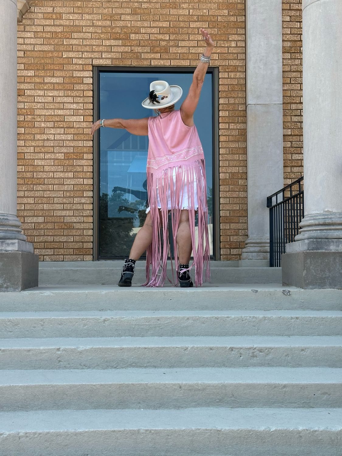 Blush - Vegas Bound Long Fringe Vest