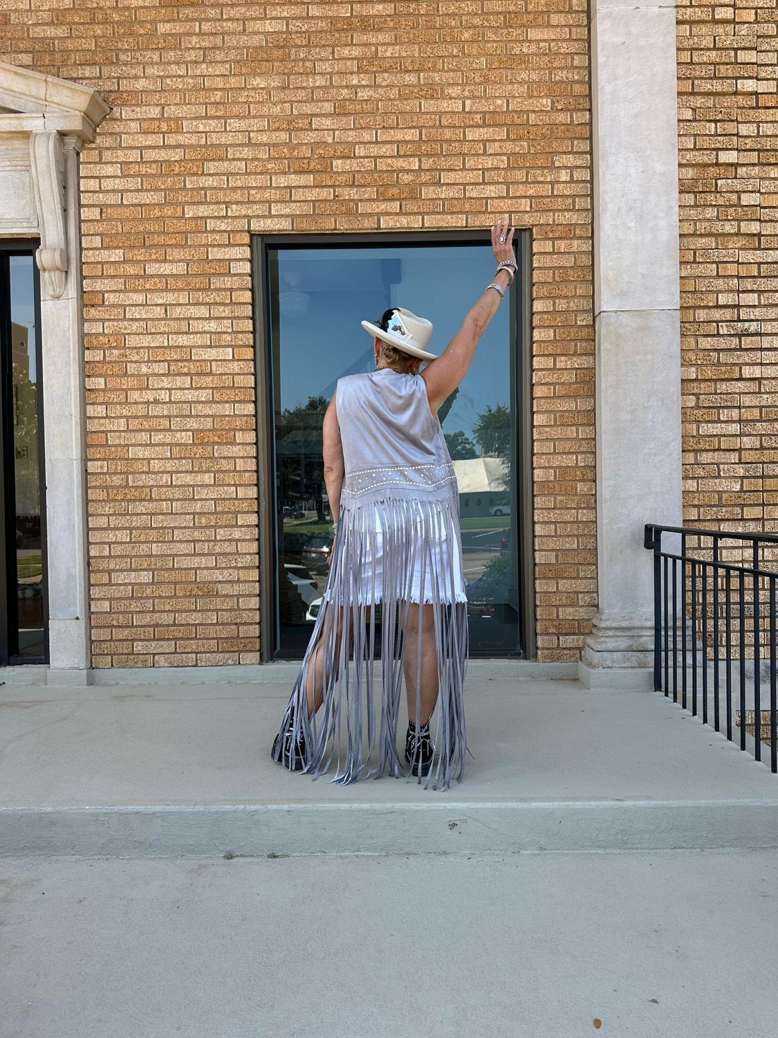 Light Grey - Vegas Bound Long Fringe Vest