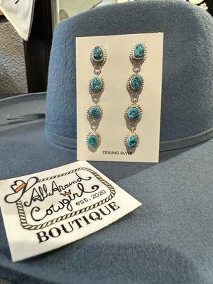 Donovan Nez - Handmade SS Kingman Turq Earrings