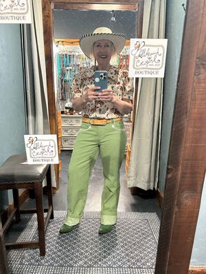 Old West Smiley Pants - Olive Green