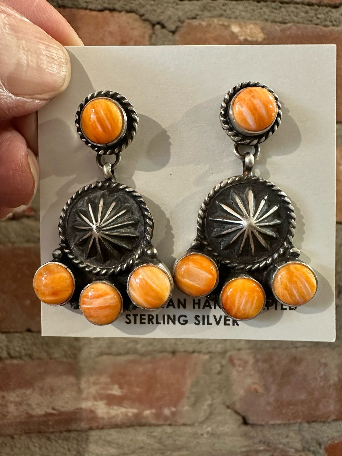 Sterling and Spiny Oyster Post Earrings