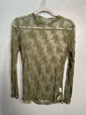 Olive Colored Mesh Top - Long Sleeve