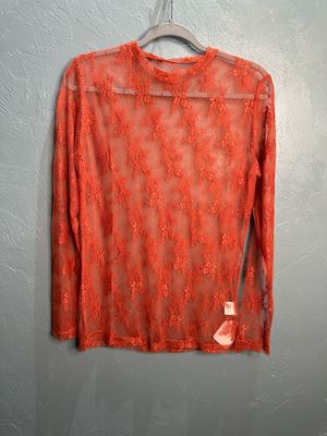 Rust Colored Mesh Top - Long Sleeve