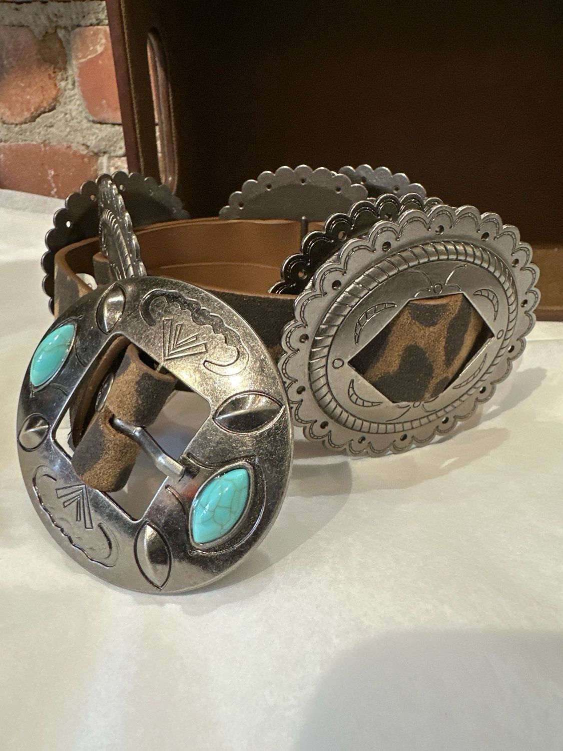 Leopard Concho Belt With Buckle
