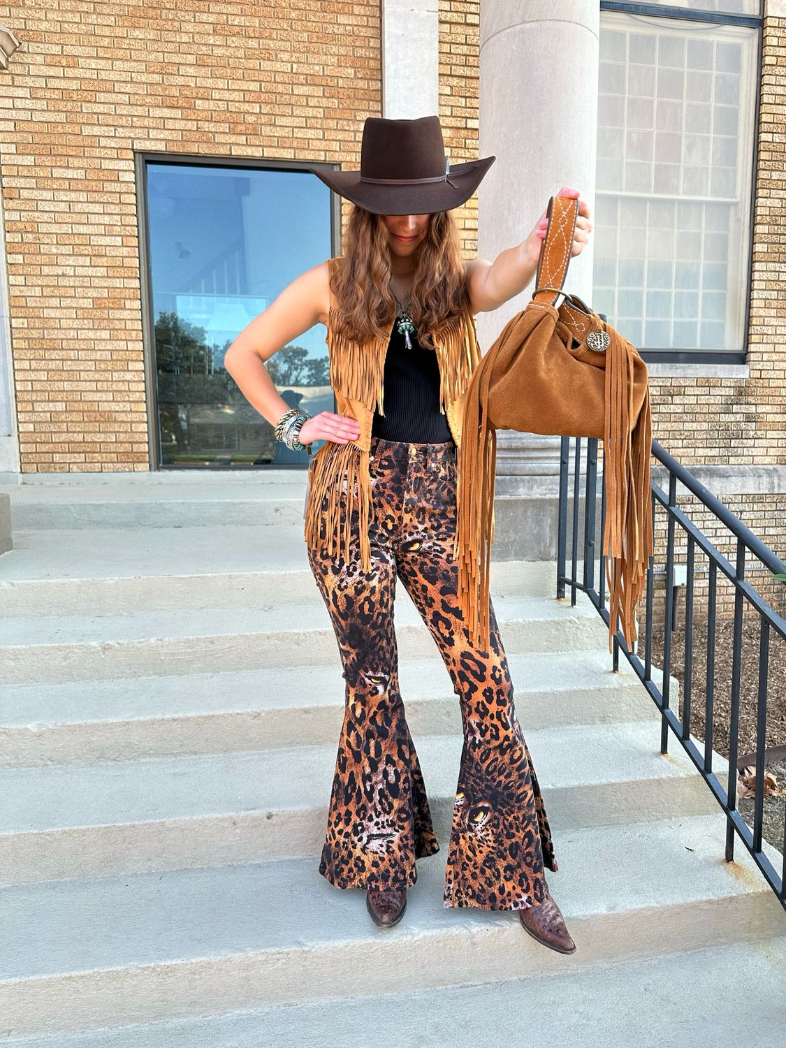 Lainey Wilson Leopard Bell Bottom Flares