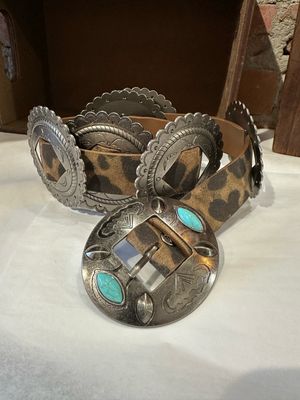Leopard Concho Belt With Buckle