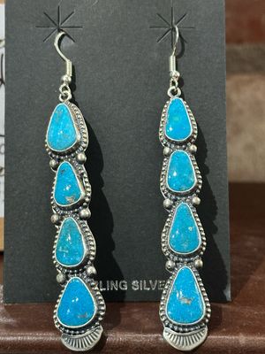 2.5&quot; Turquoise and Sterling Earrings
