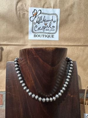 8 MM - 16&quot; Sterling Beads Necklace