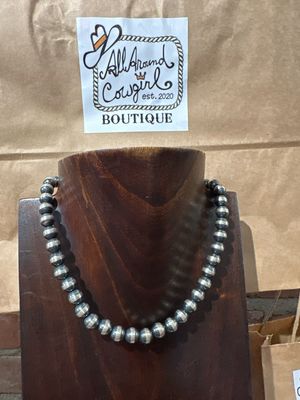 10MM Sterling Beads Necklace - 17&quot;