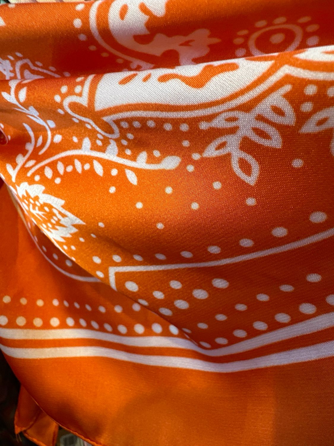 Orange/White Silky Scarf