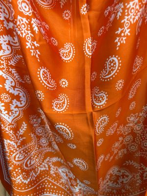 Orange/White Silky Scarf